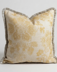 Kuddfodral Blommig Honung/Beige med Frans
