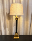 Lampfot Karl Låg Oxid/Svart med skärm Natur H65 cm