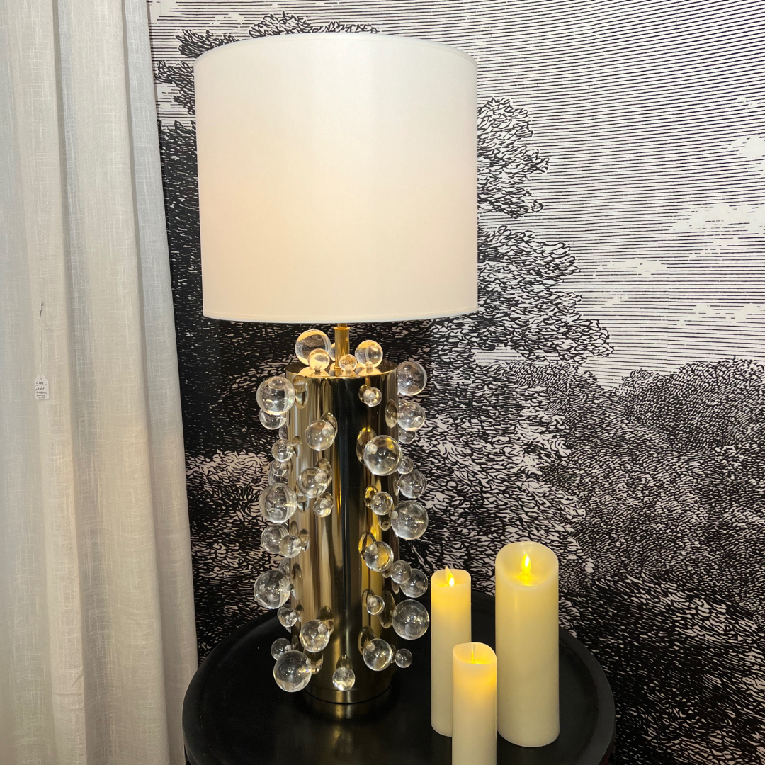 Lampa Atom i guld och akryl