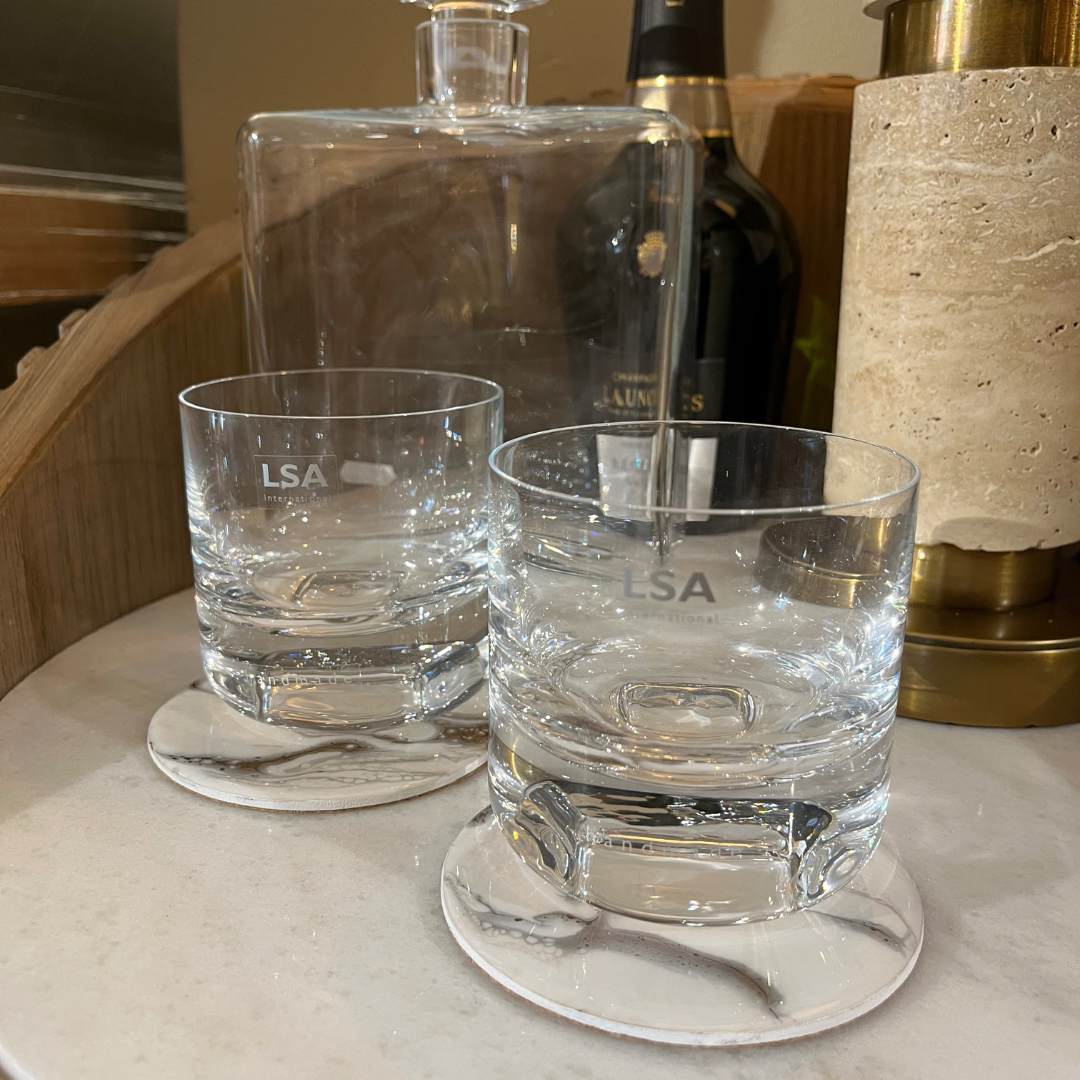 Glasunderlägg wave Vit/Brun