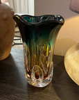 Grön/bärnstensfärgad glasvas Padova D17x28h