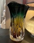 Grön/bärnstensfärgad glasvas Padova D17x28h