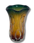 Grön/bärnstensfärgad glasvas Padova D17x28h