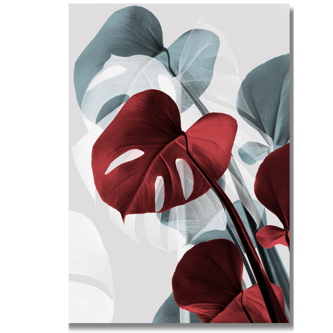 Tavla Aluminium art Drink Leaf- Red