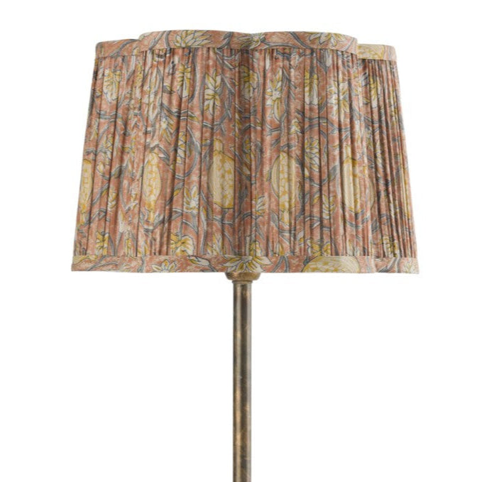 Lampshade Scallop with Tangier Pomegranate print in Rusty Red & Grey