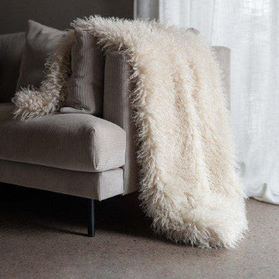 Pläd Lockig Offwhite