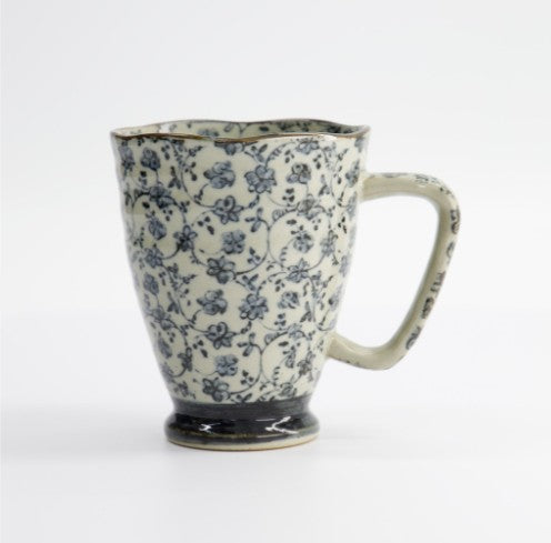 Mugg Blå/Taupe Blomma