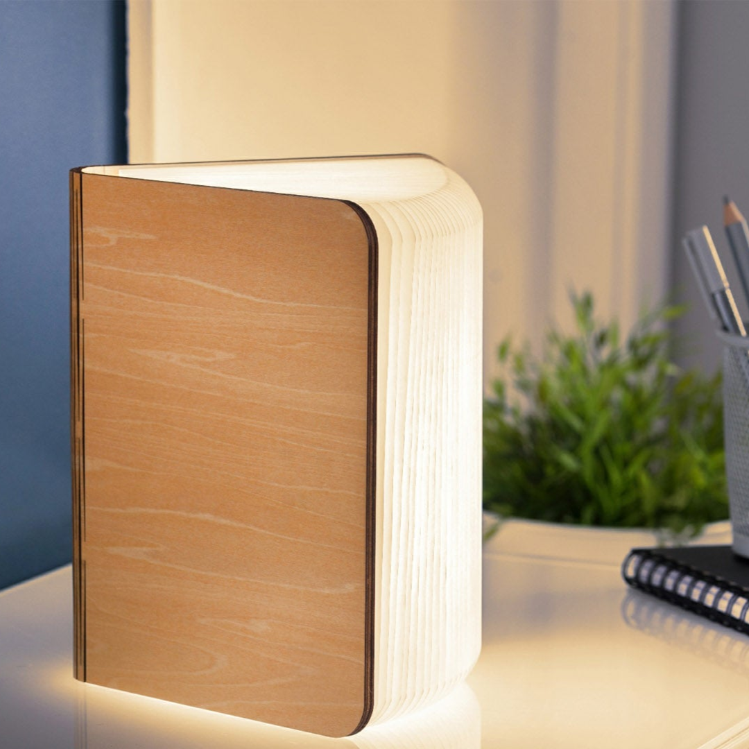 Smart boklampa S trä - Leverans i Oktober