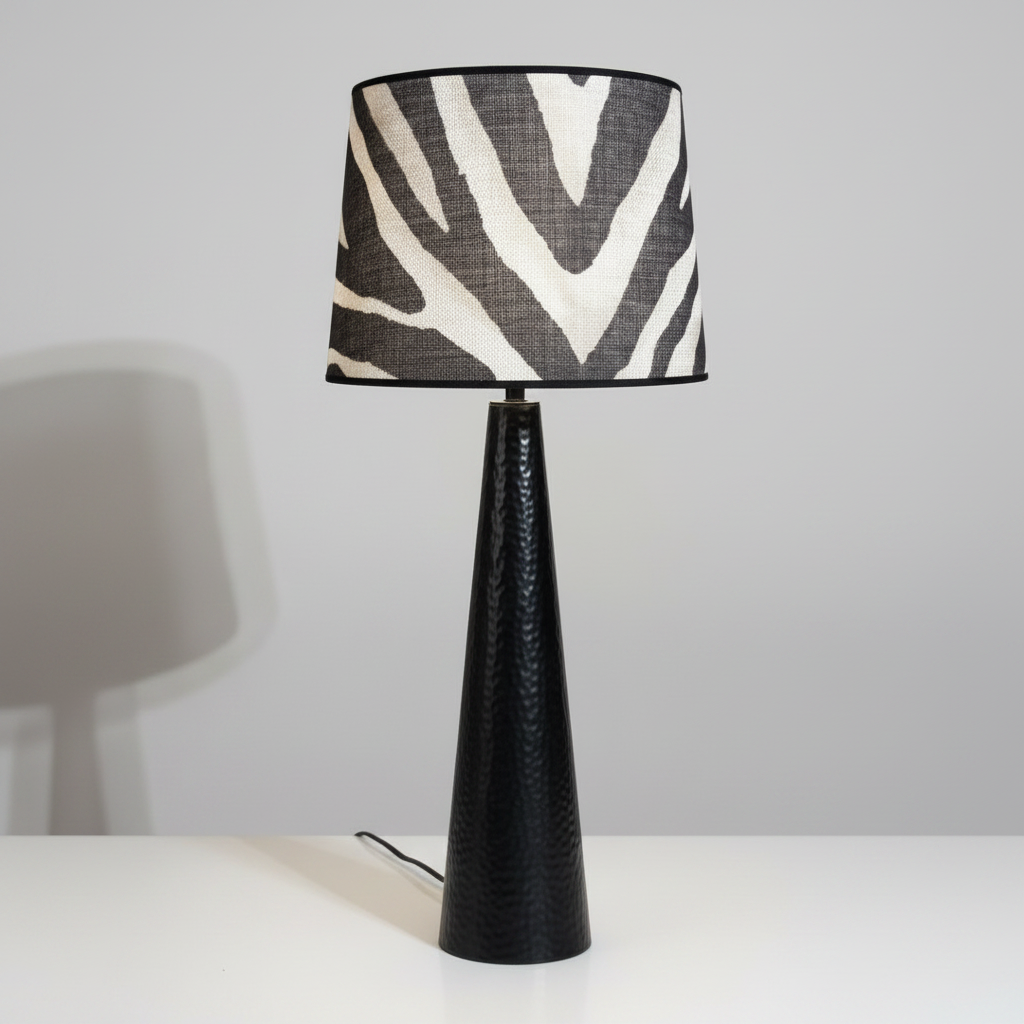 Lampfot Freja med Lampskärm Zebra tyg Ralph Lauren H71 cm