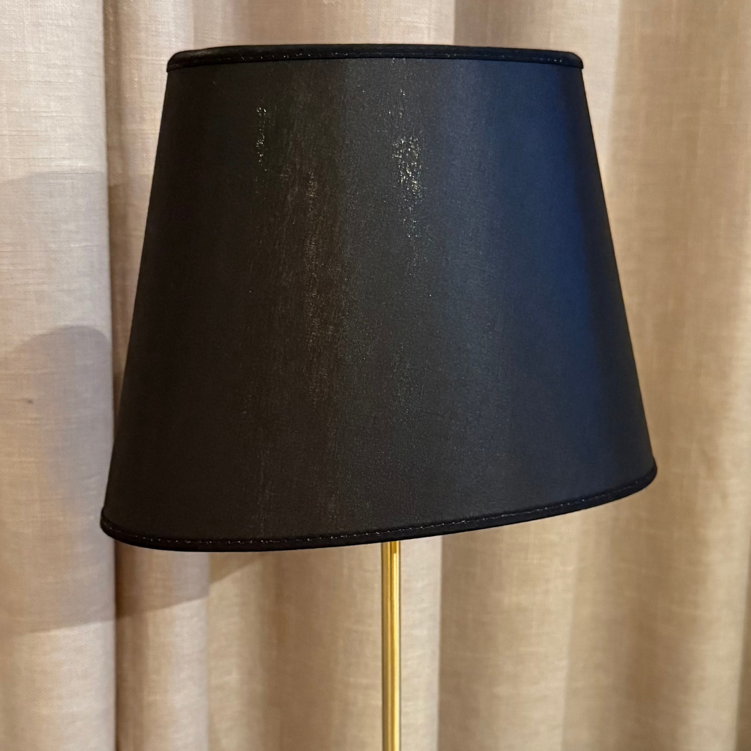 Chintz Lampskärm Oval Svart Guld D25 cm