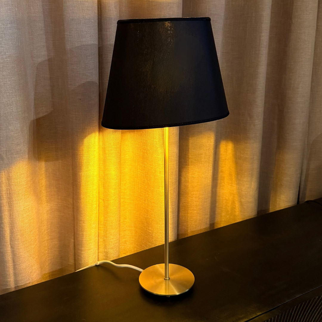 Lampfot Line Guld med Skärm Chintz Oval Svart/Guld H58 cm