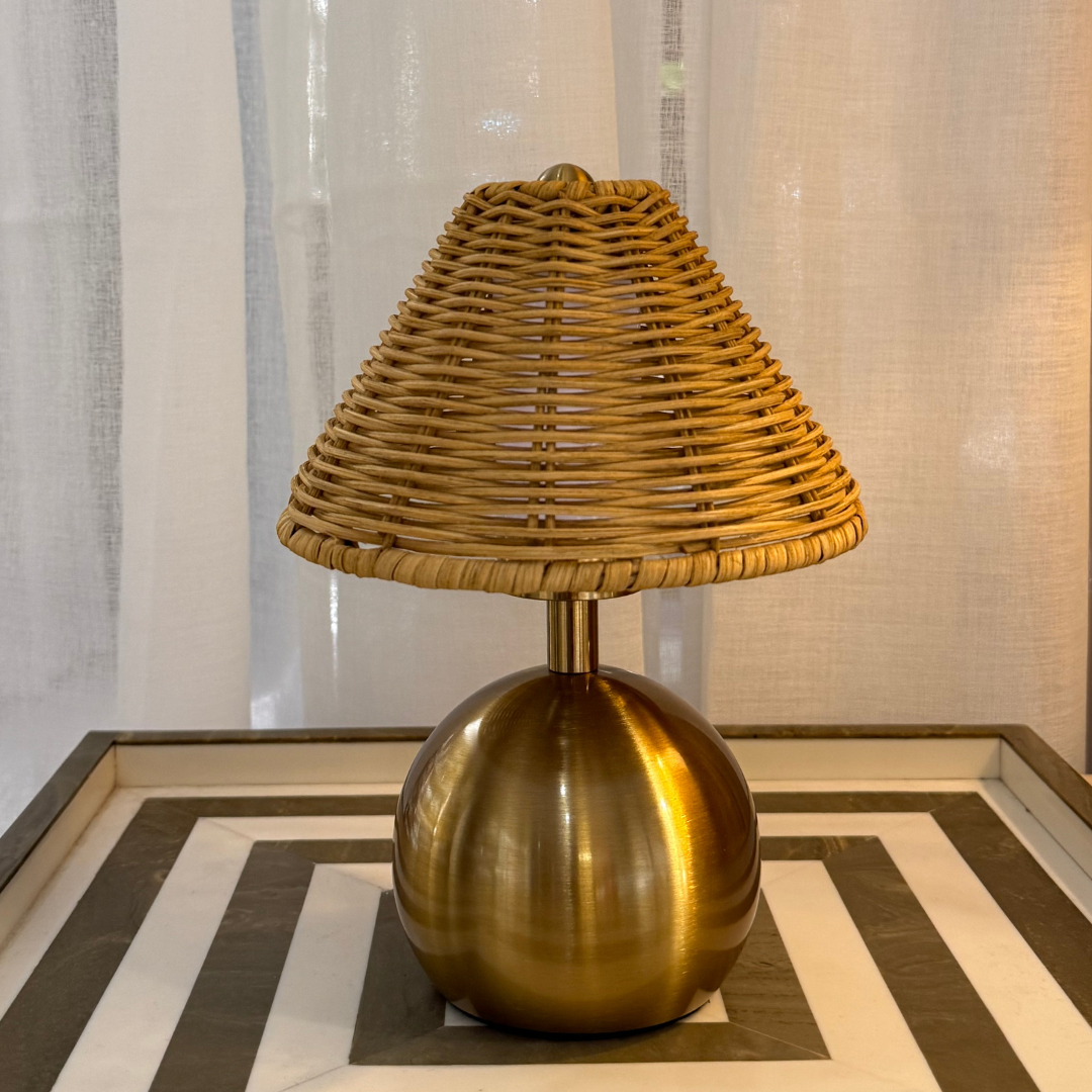 Trådlös bordslampa House of Firefly - VERONA mässing (skärm Rattan)
