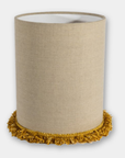 Lampskärm lin frans guldgul large