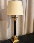 Lampfot Karl Låg Oxid/Svart med skärm Natur H65 cm