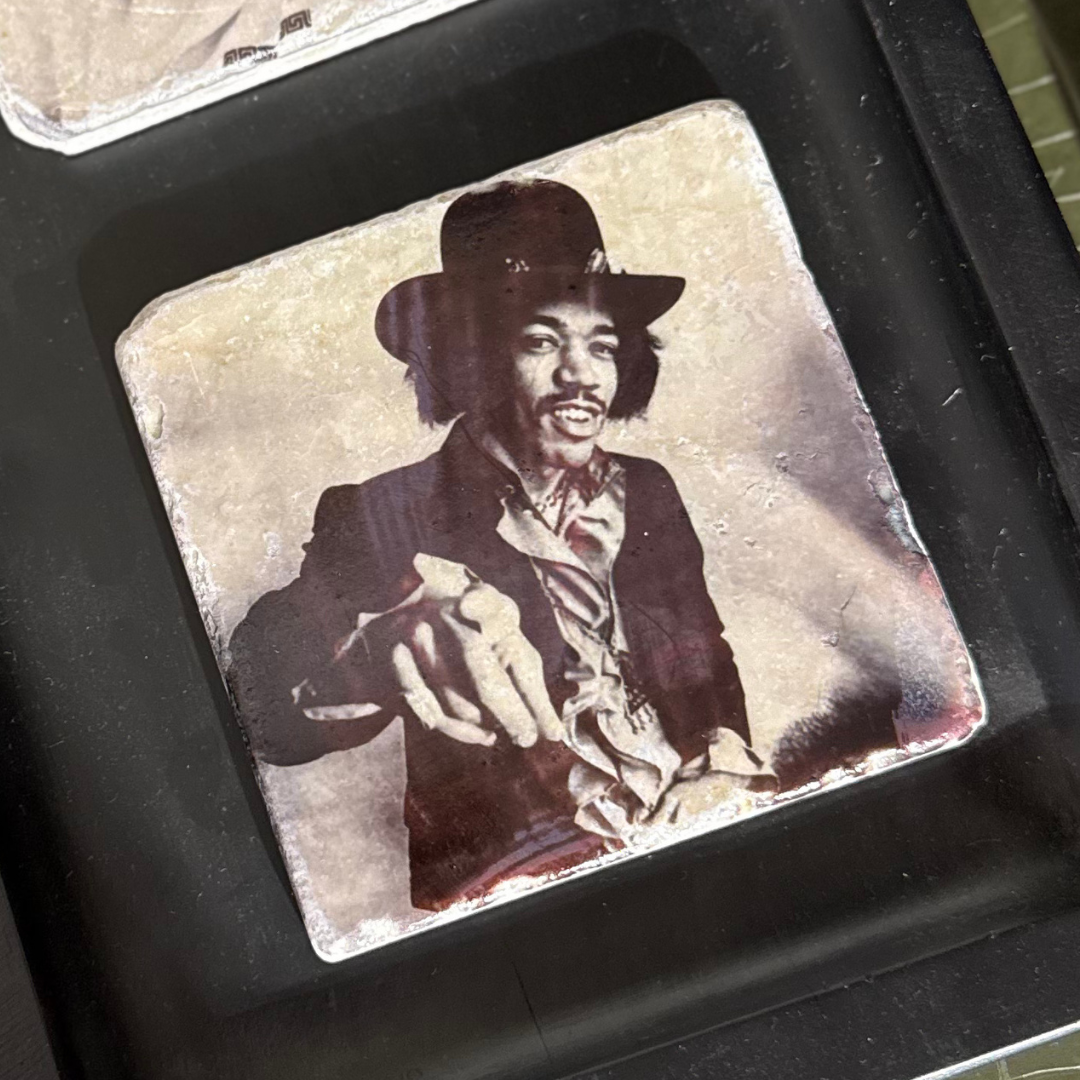 Glasunderlägg marmor Jimi Hendrix