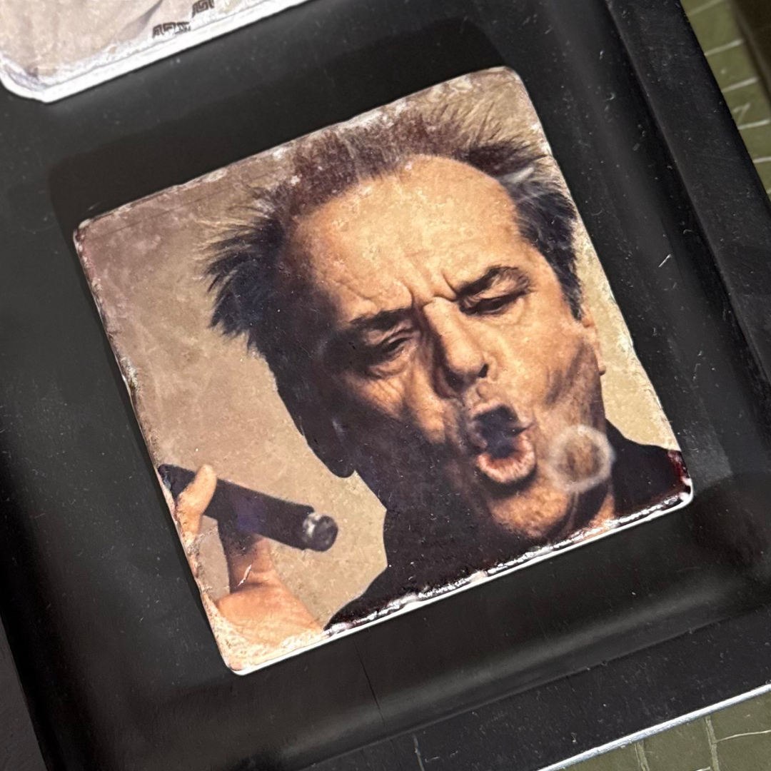 Glasunderlägg marmor Jack Nicholson