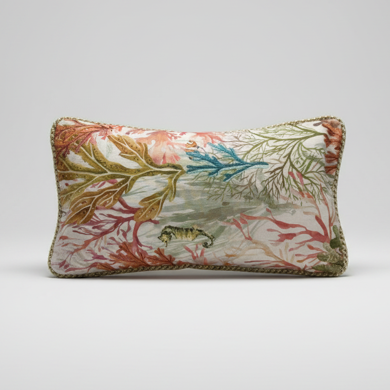 Kuddfodral Ocean Print Coral med passpoal