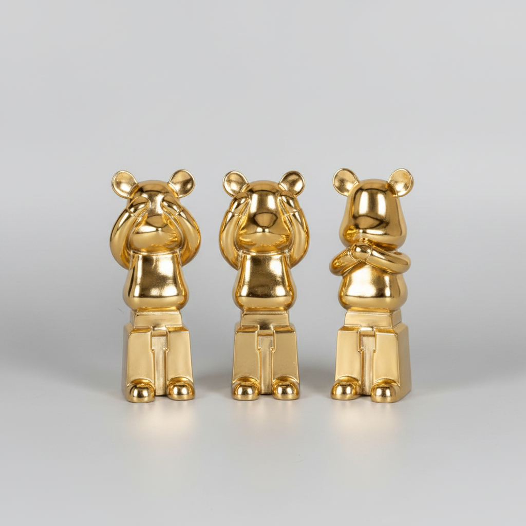Dekoration Golden Bears (set om 3)