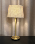 Lampfot Line guld med skärm Oval Natur H45 cm