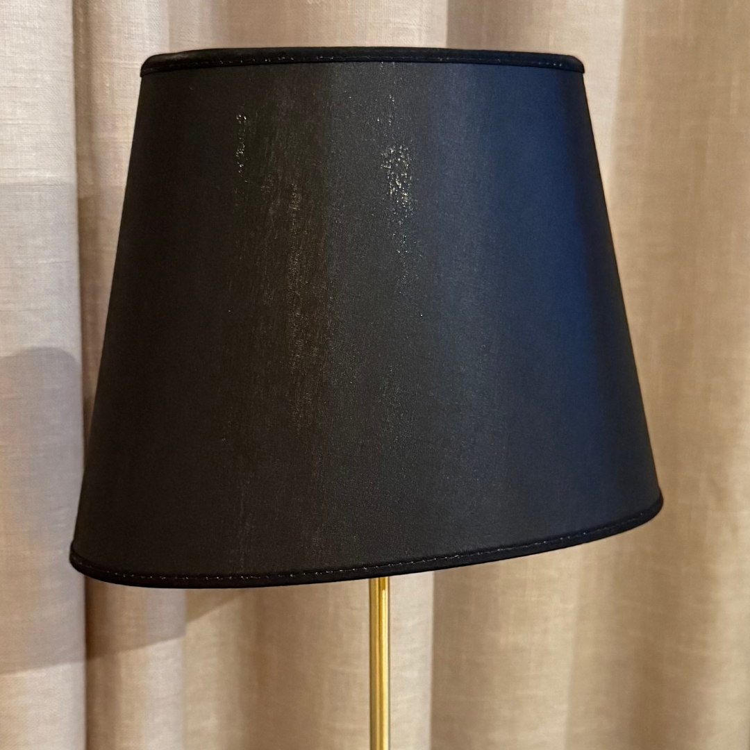 Chintz Lampskärm Oval Svart Guld D28 cm (klofäste)