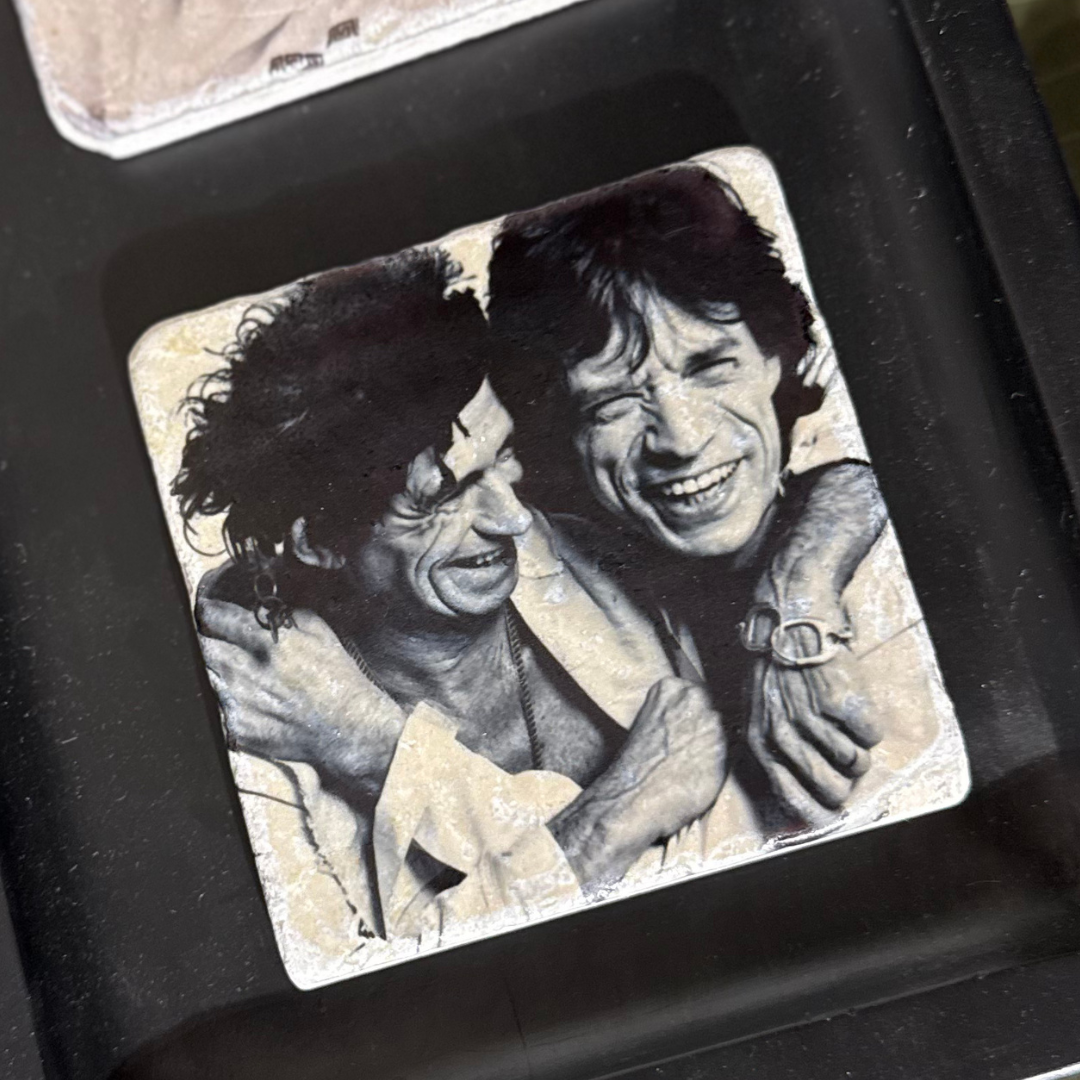 Glasunderlägg marmor Mick Jagger och Keith Richards