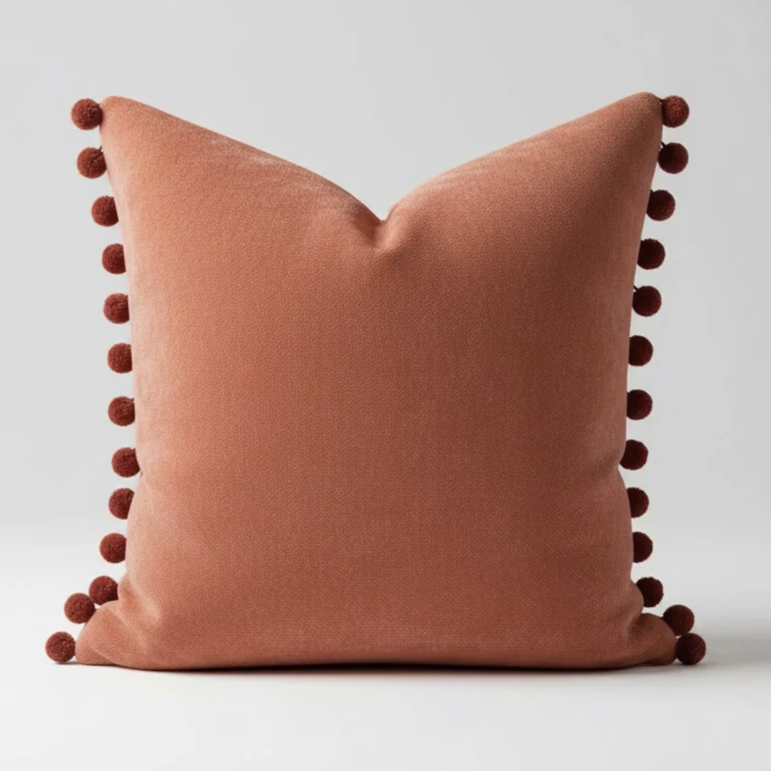 Kuddfodral Terracotta med pom pom