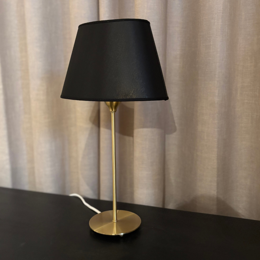 Lampfot Line Guld med Skärm Oval Svart Guld H45 cm
