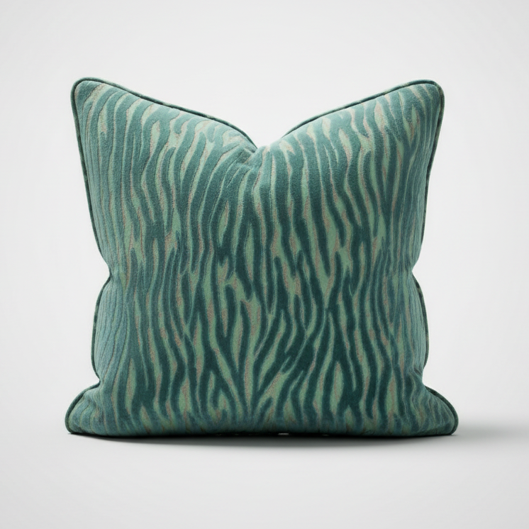 Kuddfodral Wild Stripe Sea Foam med passpoal