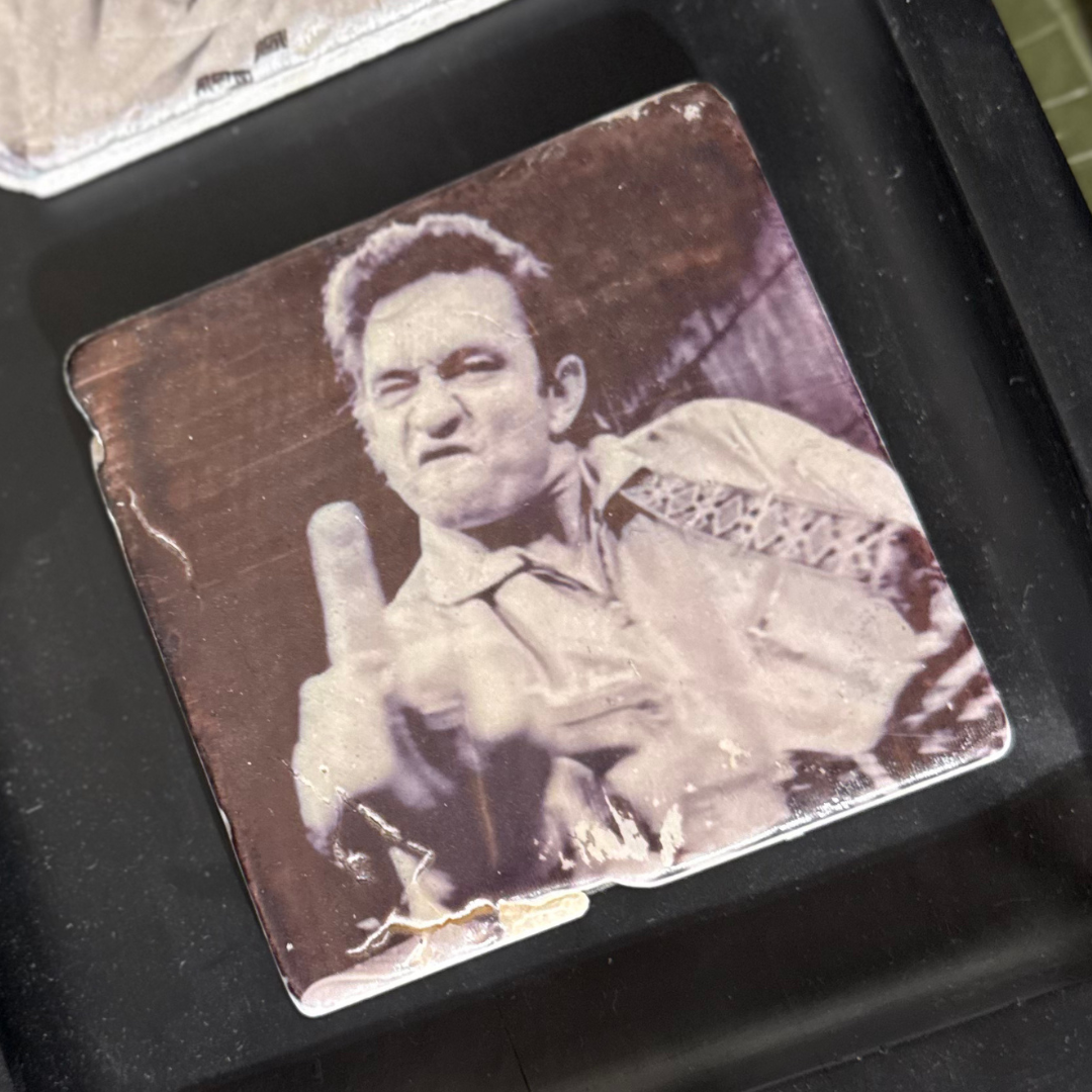 Glasunderlägg marmor Johnny Cash