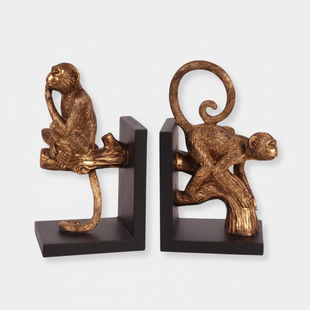 Bokstöd apa i resin 1 par – 20 cm.
