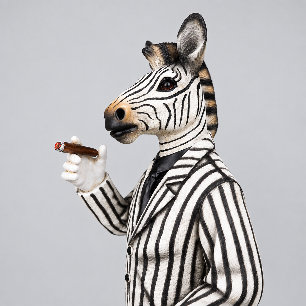 Dekorativ Zebra med Cigarr H39 cm