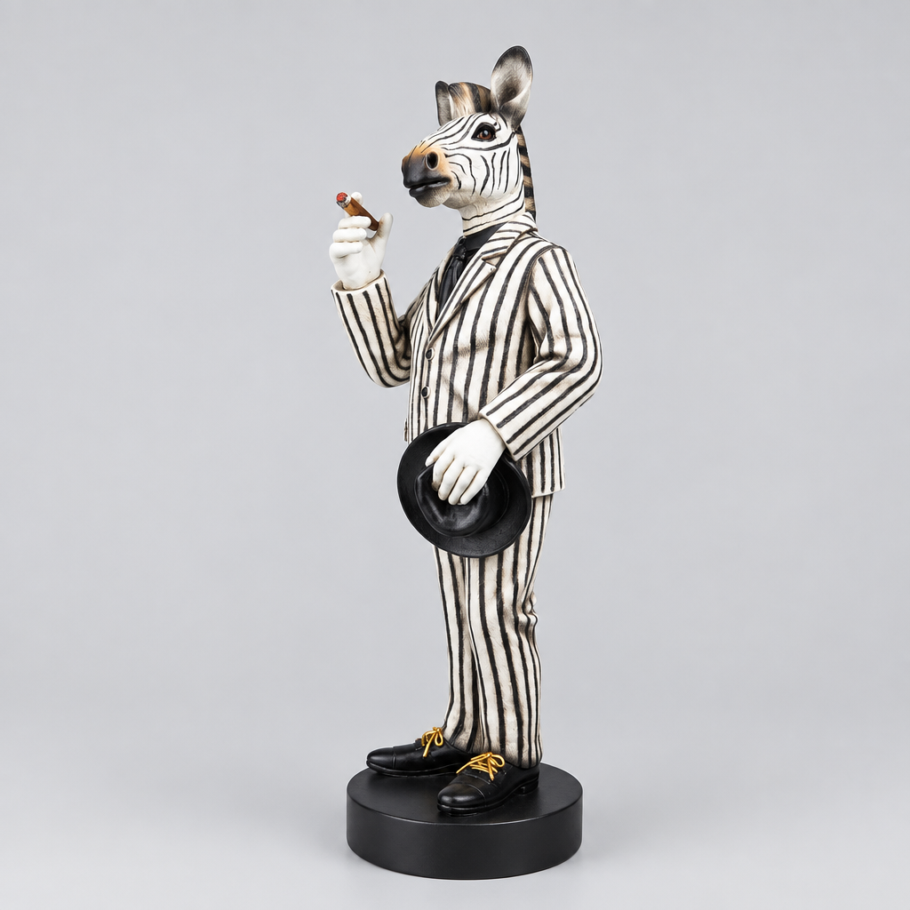 Dekorativ Zebra med Cigarr H39 cm
