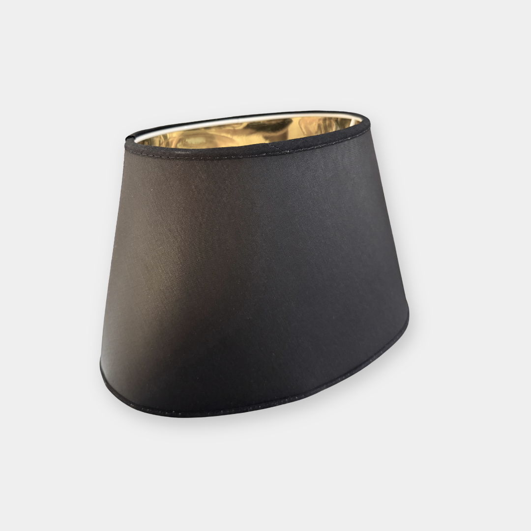 Chintz Lampskärm Oval Svart Guld (tre storlekar)
