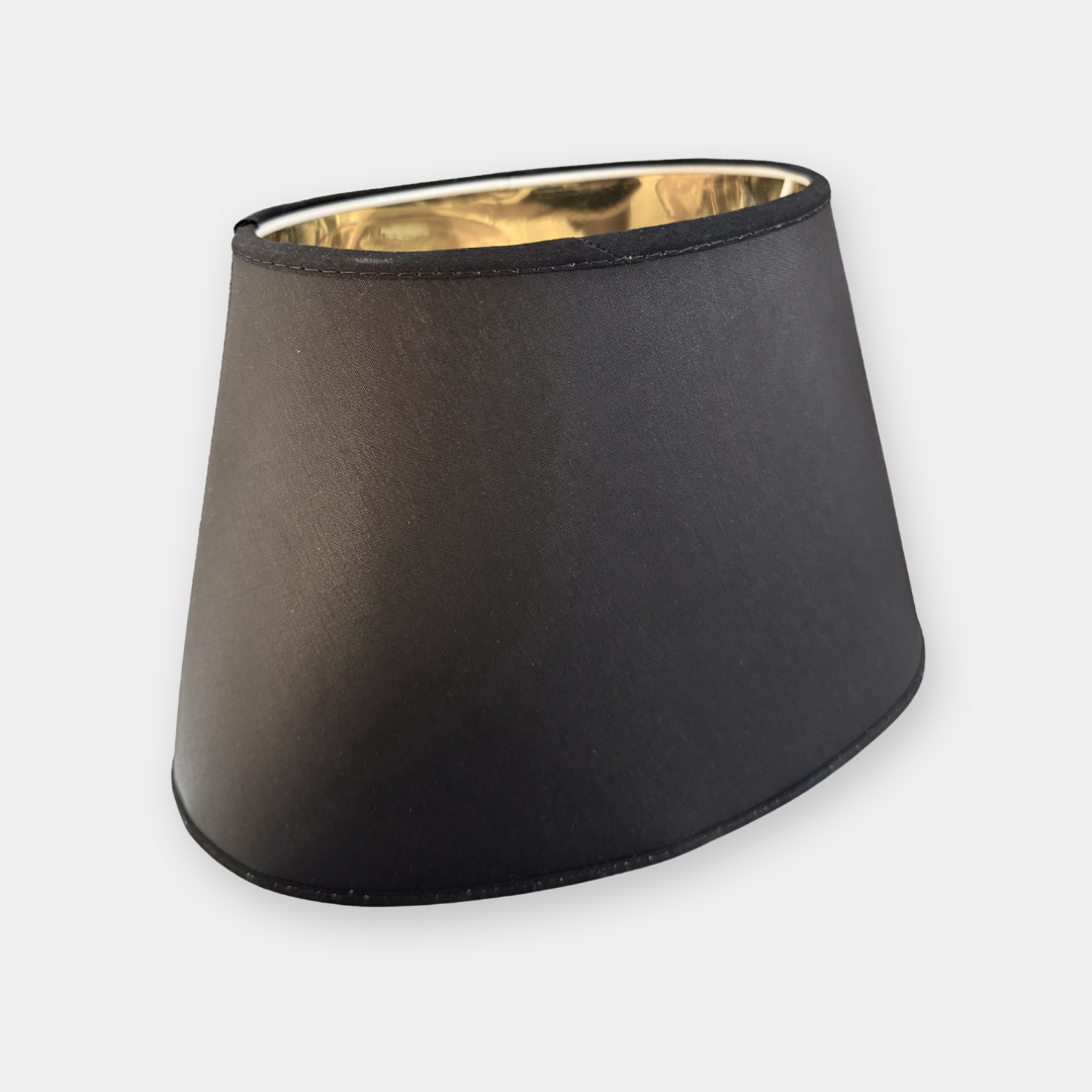 Chintz Lampskärm Oval Svart Guld (tre storlekar)