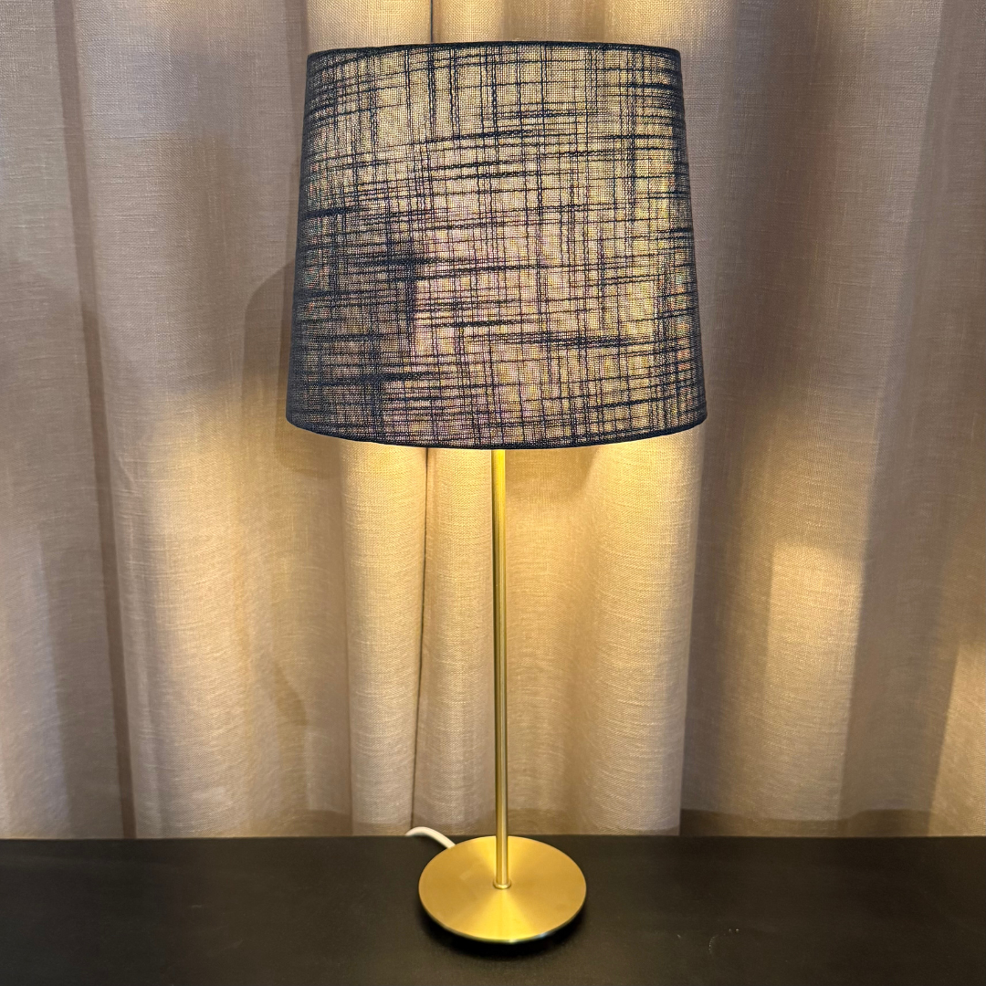 Lampfot Line Guld med skärm oval Sambu blå H60 cm