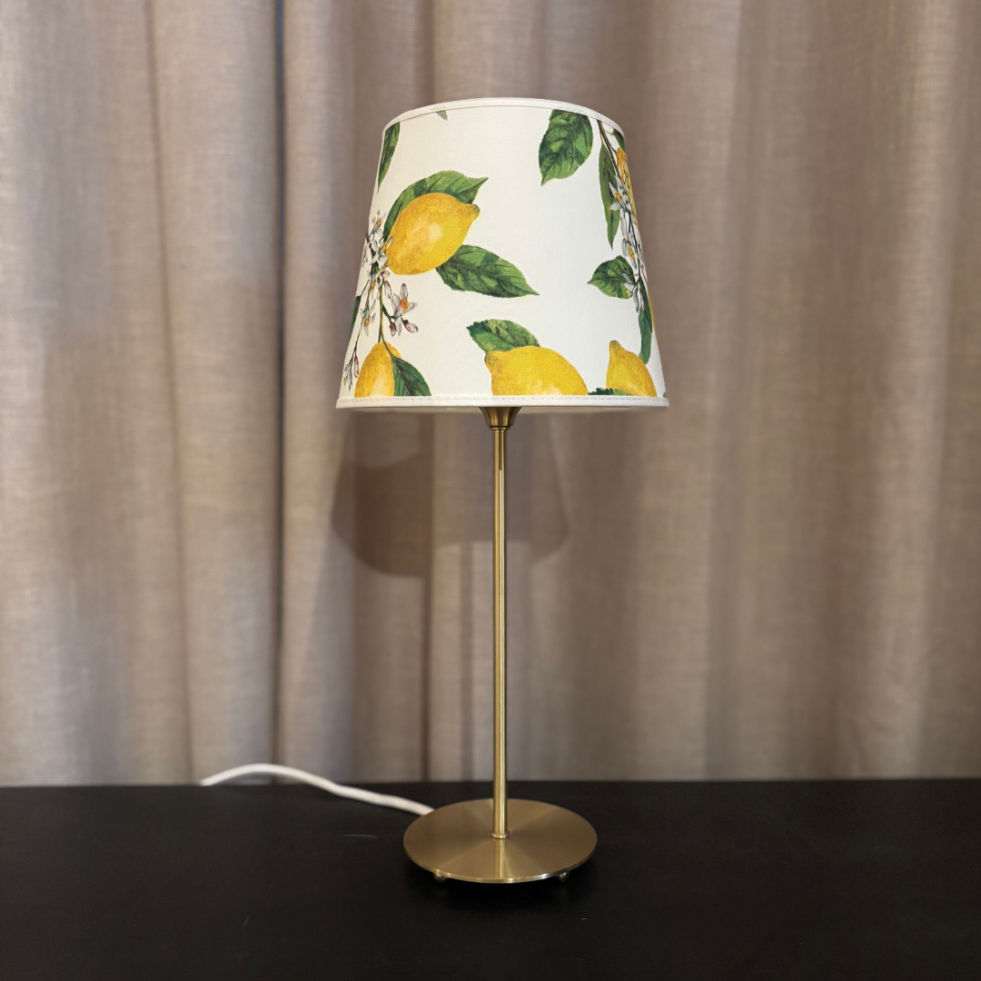 Lampfot Line guld med Skärm Lemon Garden H45 cm