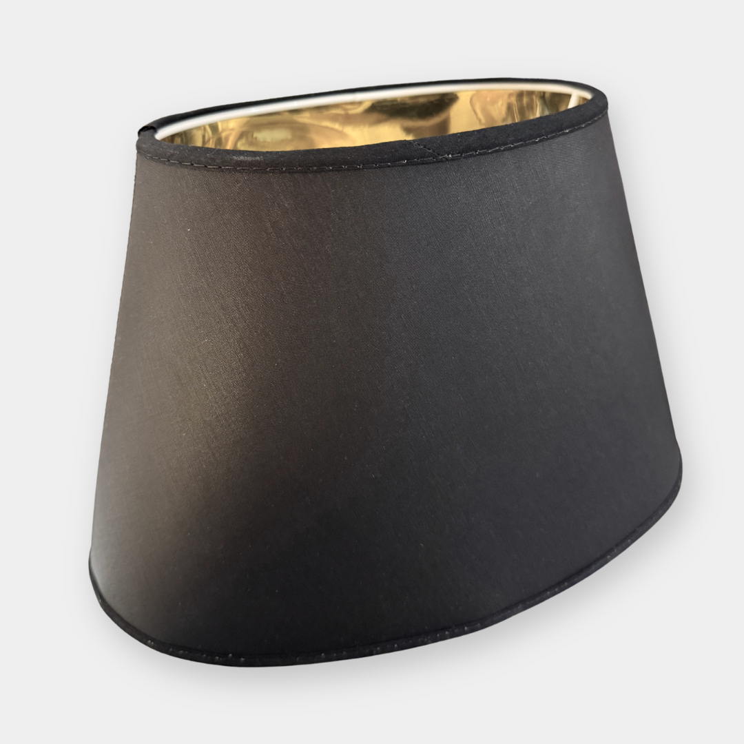 Chintz Lampskärm Oval Svart Guld (tre storlekar)