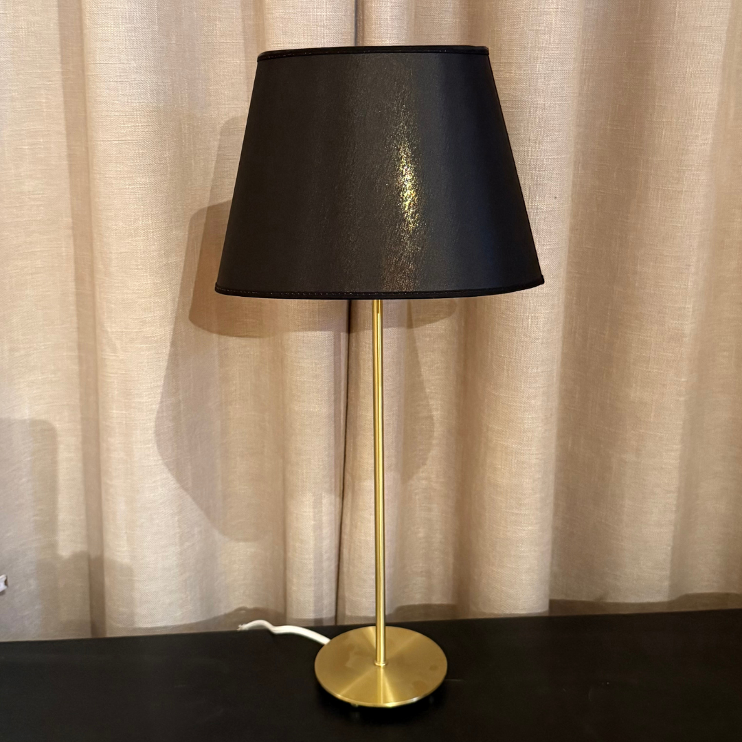 Lampfot Line Guld med Skärm Chintz Oval Svart/Guld H58 cm