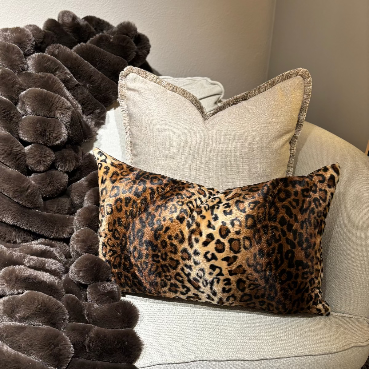 Kuddfodral Leopard Konstpäls