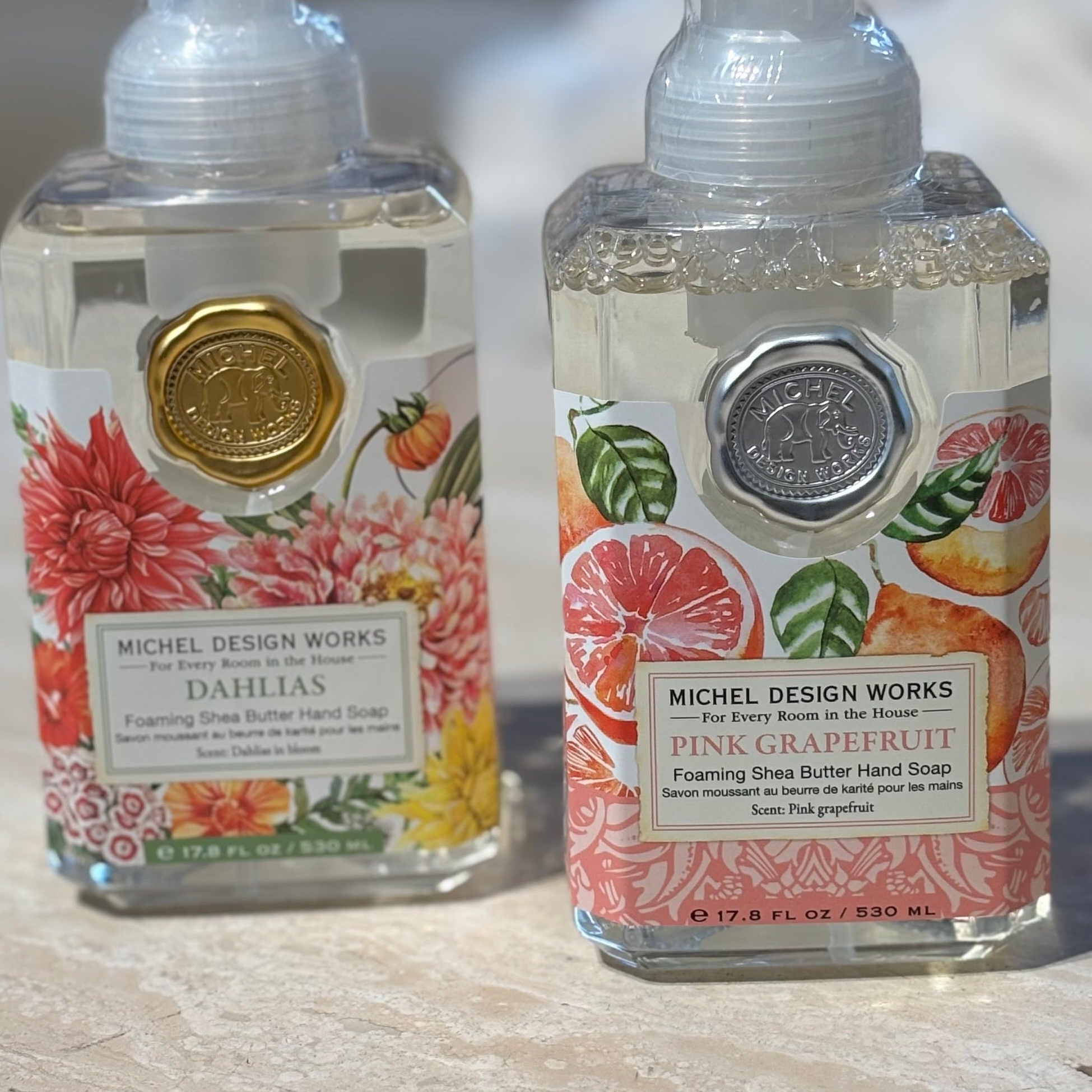 Skumtvål Pink Grapefruit &amp; Dahlias - MICHEL DESIGN WORKS (2-pack)