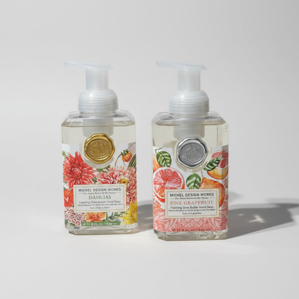 Skumtvål Pink Grapefruit &amp; Dahlias - MICHEL DESIGN WORKS (2-pack)