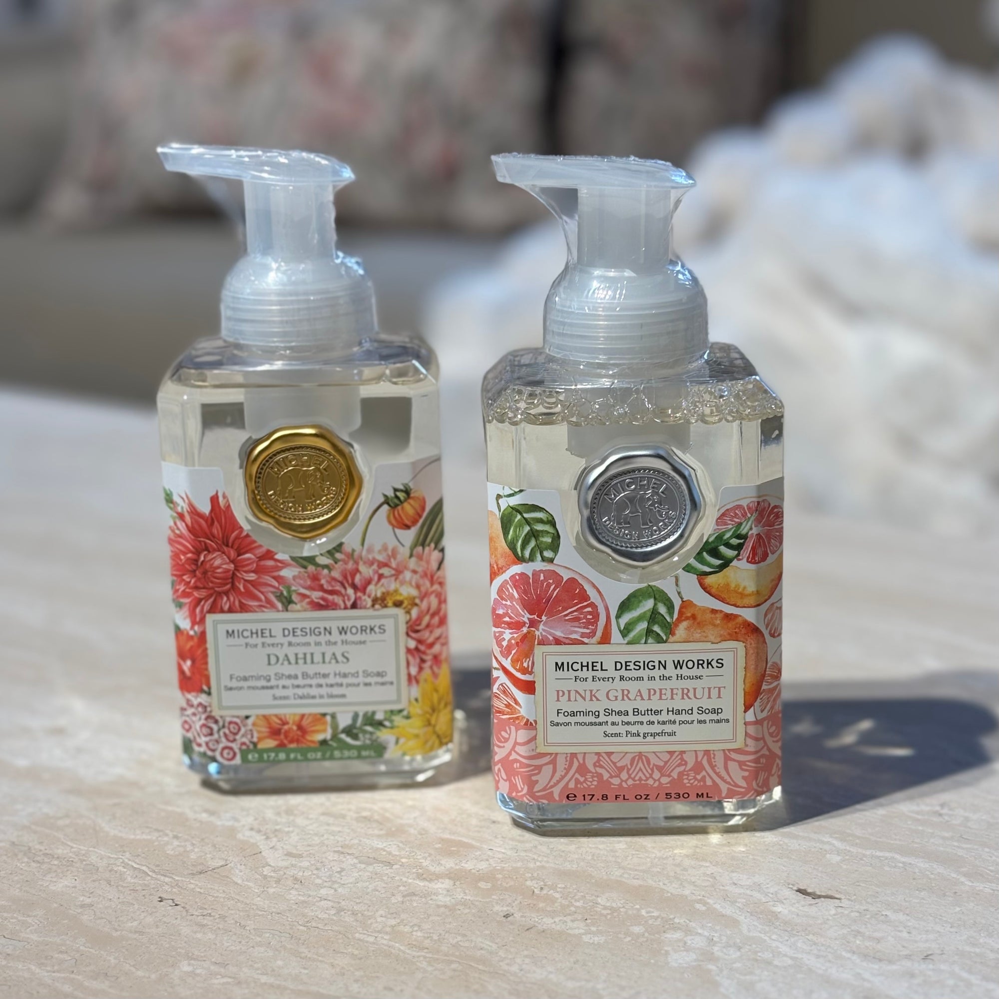 Skumtvål Pink Grapefruit &amp; Dahlias - MICHEL DESIGN WORKS (2-pack)