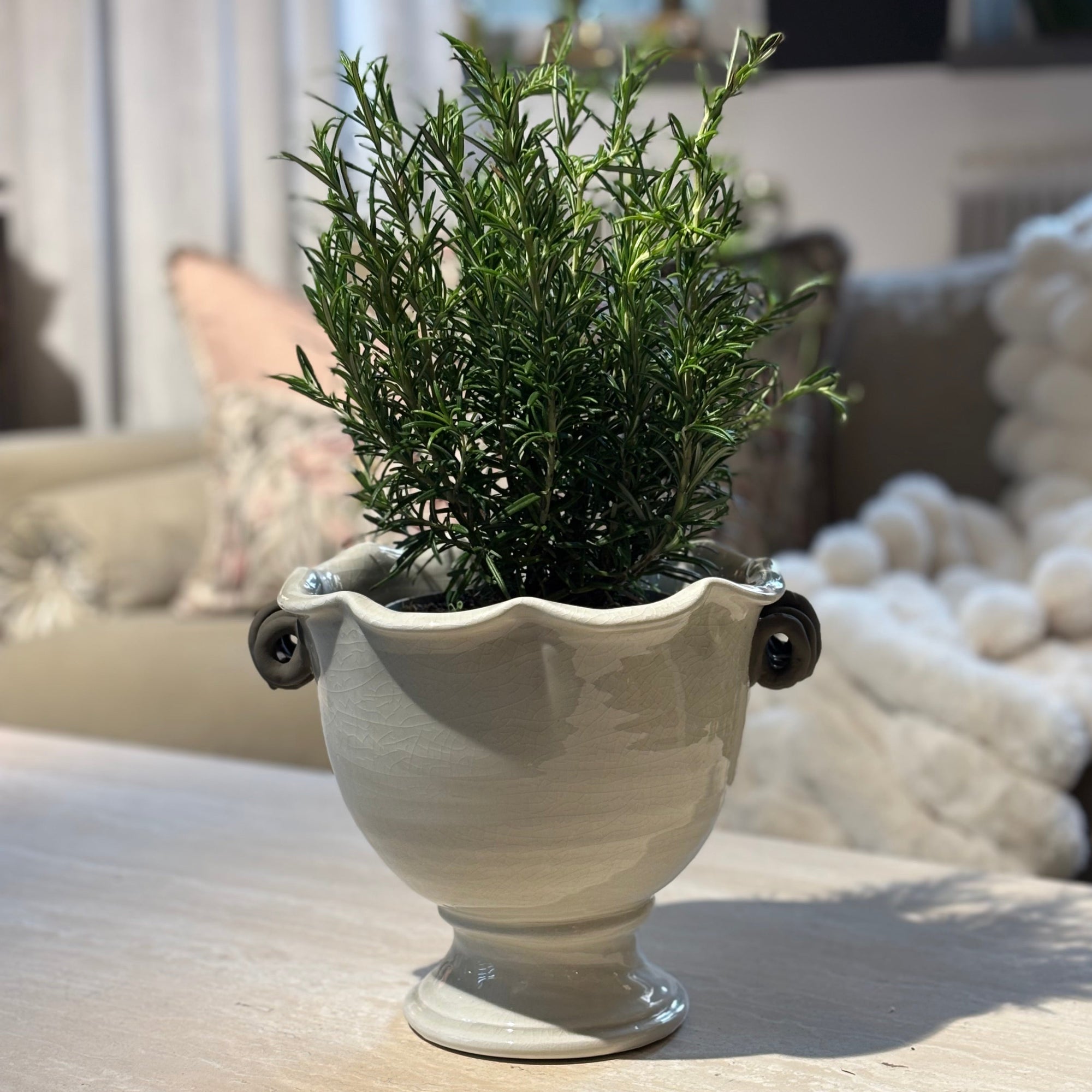 Kruka kitt glaserad keramik (två storlekar H 20/27 cm)