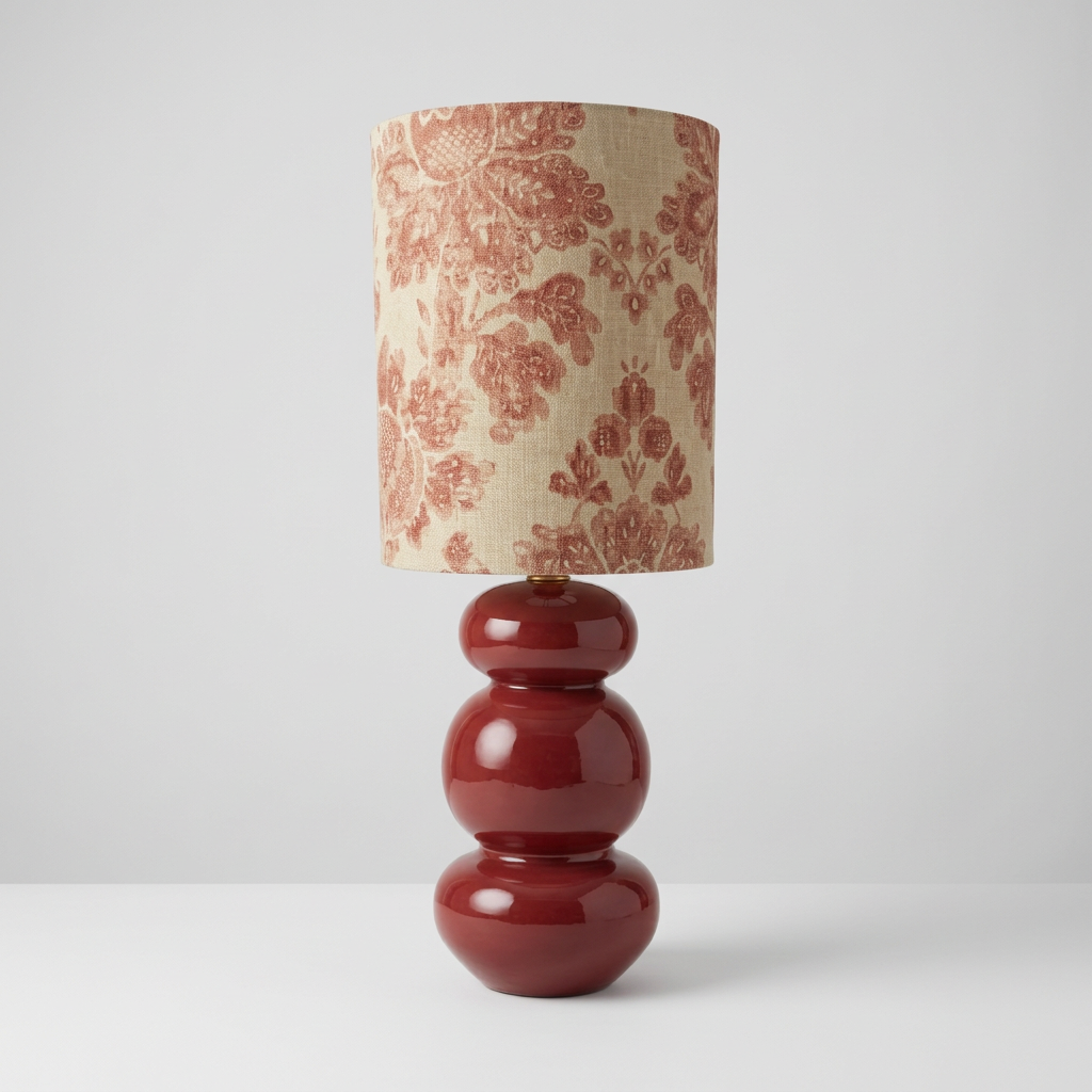 Lampfot Lützen metall vinröd med skärm Cylinder Sunshine Vinröd H74 cm