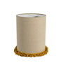 Beige lampshade with gold fringe on a white background